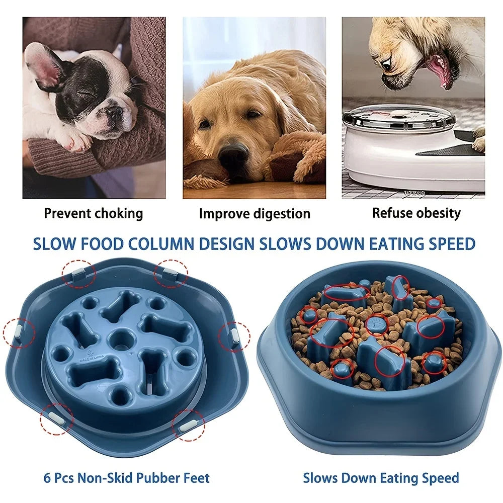 Dog Slow Feeder Non-choking Pet Bowl Anti Slip and Large Capacity