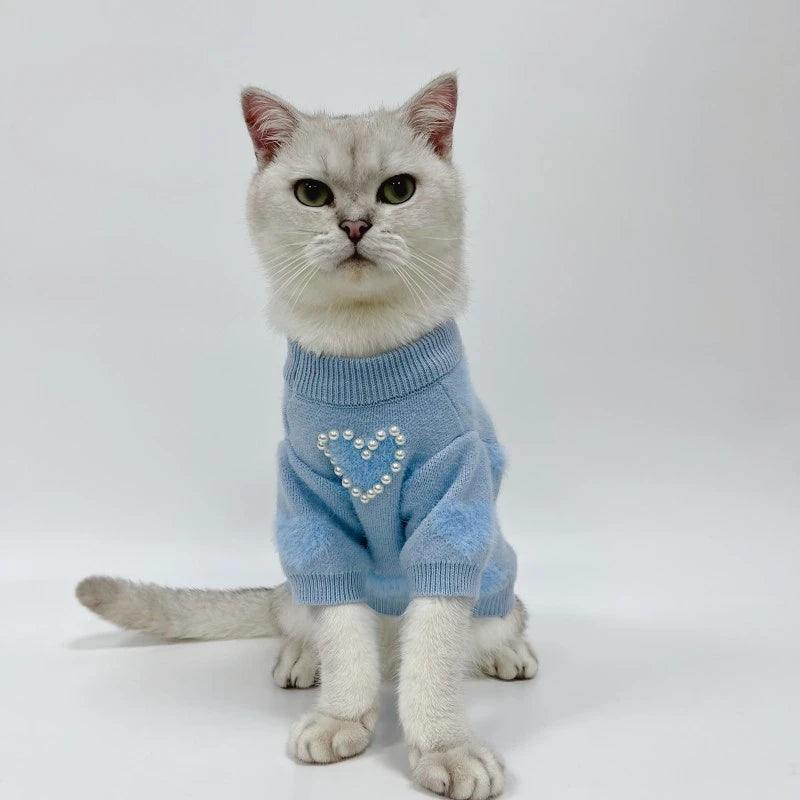 Autumn Winter Love Pearl Sweater Dog Knitted Hoodie