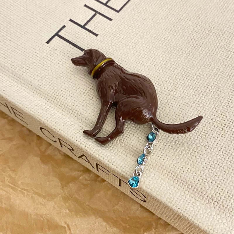 Funny Pooping Dog Pin Badge Cute Enamel Shitting Puppy Animal