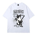 American Cat Rock Guitar Graphic Short Sleeve T-Shirt Loose
