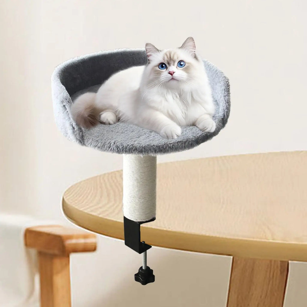 Desk Clamp Cat Bed with Soft Pad, Removable Pet Nest