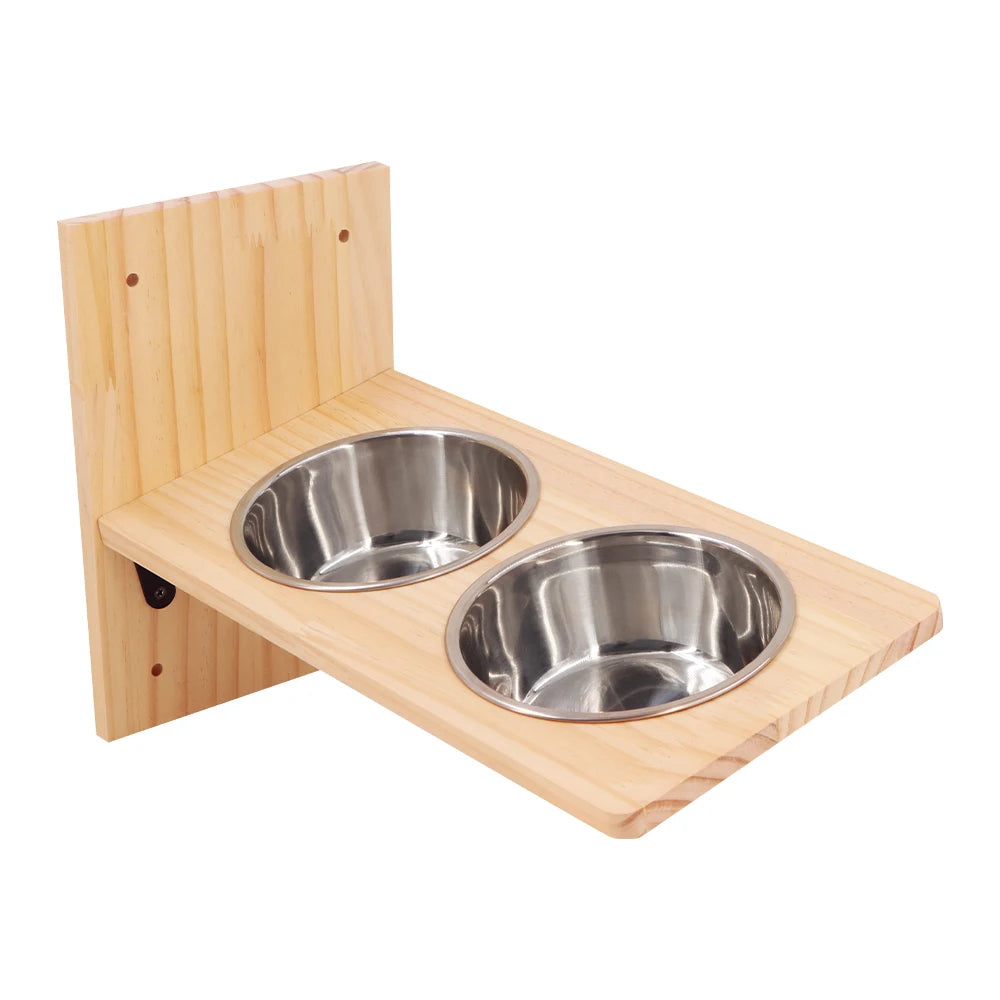 Cat wall furniture cat bowl feeding rack stainless steel