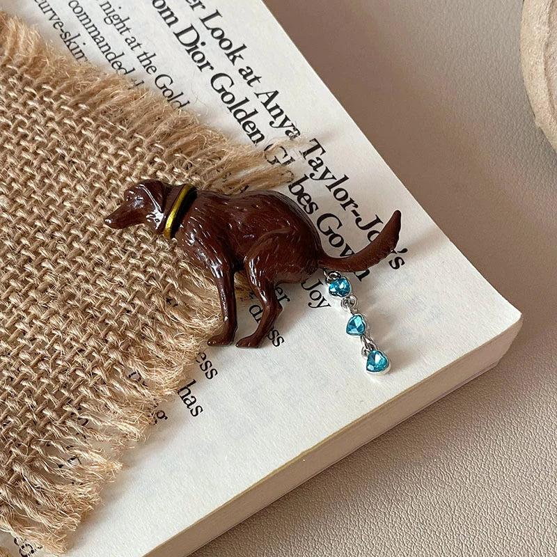 Funny Pooping Dog Pin Badge Cute Enamel Shitting Puppy Animal