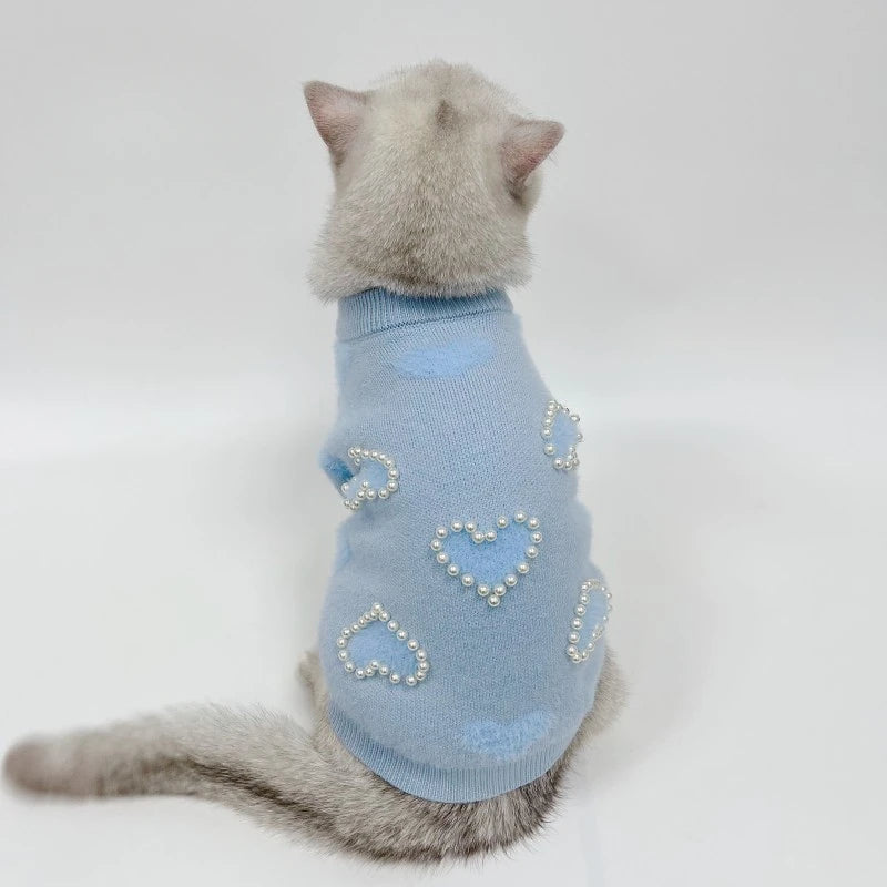 Autumn Winter Love Pearl Sweater Dog Knitted Hoodie