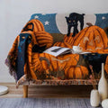 Halloween Black Cat Pumpkin Throw Blanket