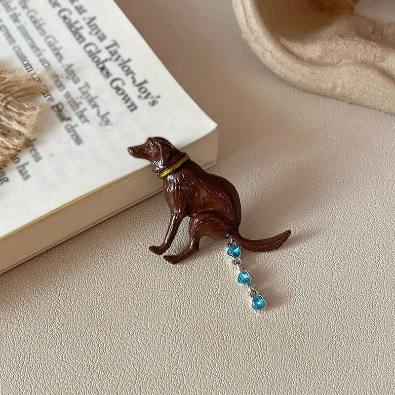 Funny Pooping Dog Pin Badge Cute Enamel Shitting Puppy Animal