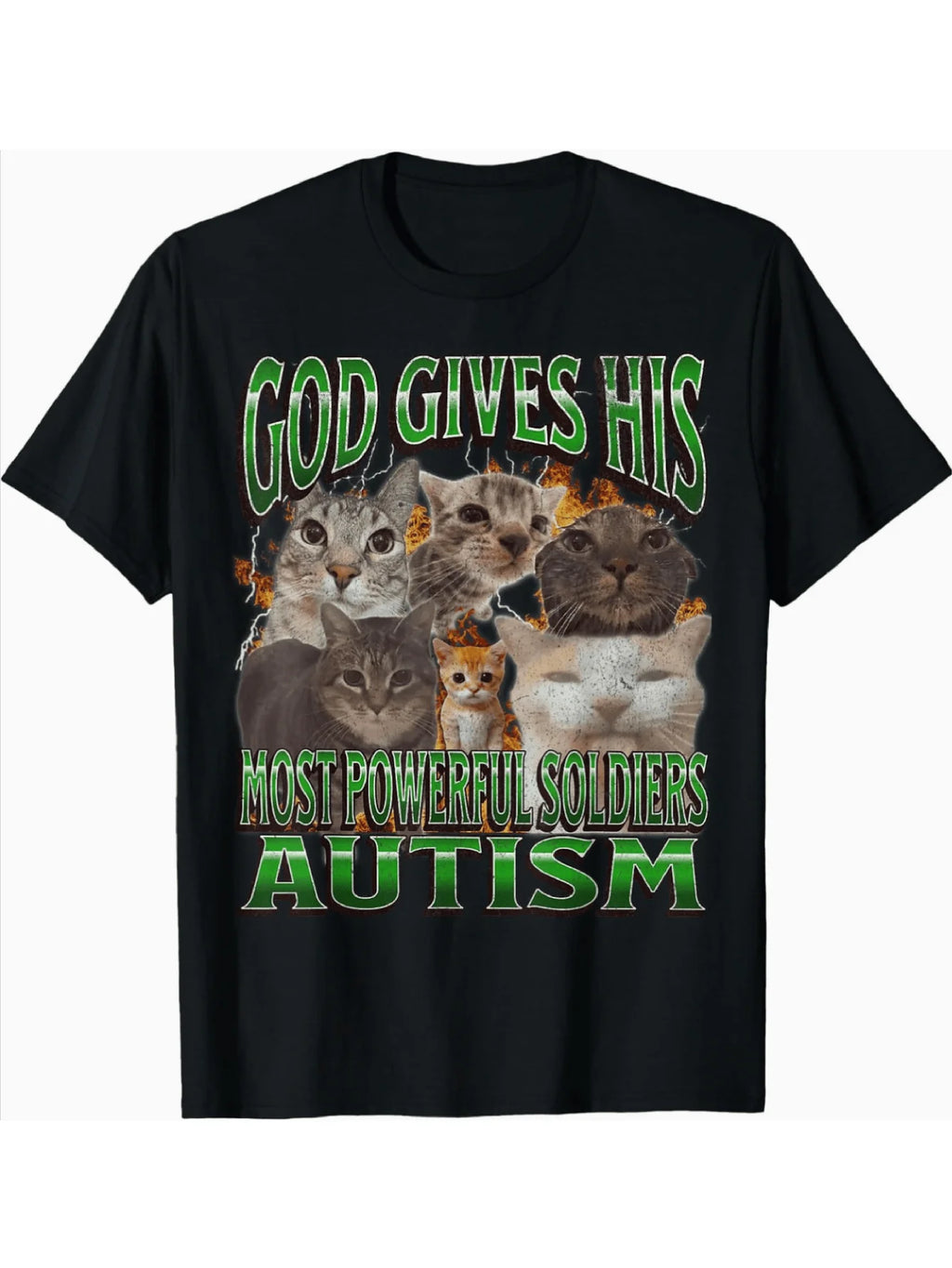 "God Gave Him The Strongest Warrior: Autism" Cat Pattern T-Shirt