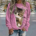 Cat Print Hoodie Women's Hoodies Animal Sweatshirts Autumn Winter Coats
