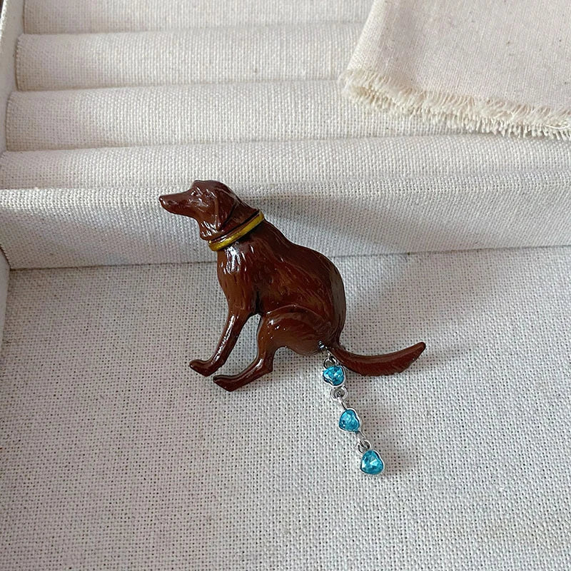 Funny Pooping Dog Pin Badge Cute Enamel Shitting Puppy Animal