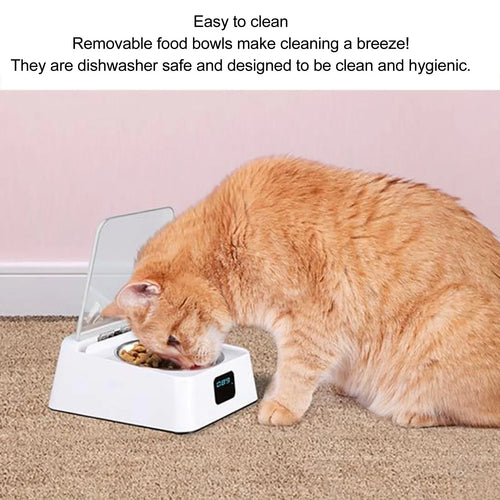 Automatic Cat Feeder with Infrared Sensor Cover Removable Bowl Battery