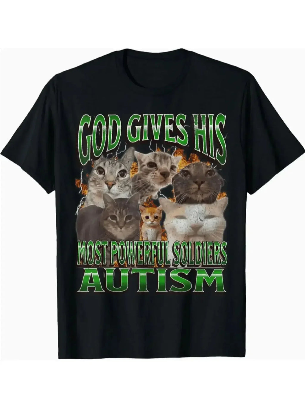 "God Gave Him The Strongest Warrior: Autism" Cat Pattern T-Shirt