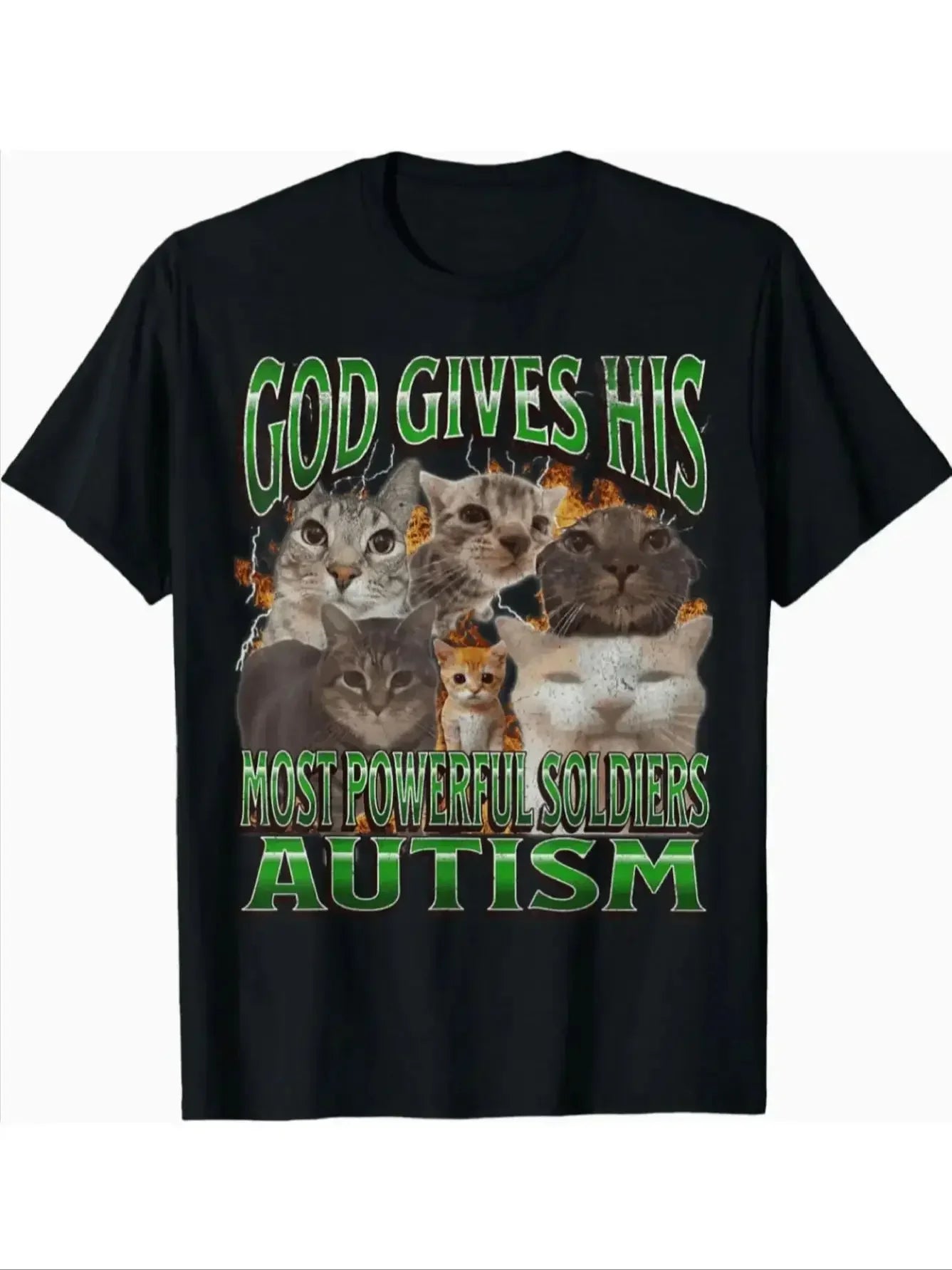 "God Gave Him The Strongest Warrior: Autism" Cat Pattern T-Shirt