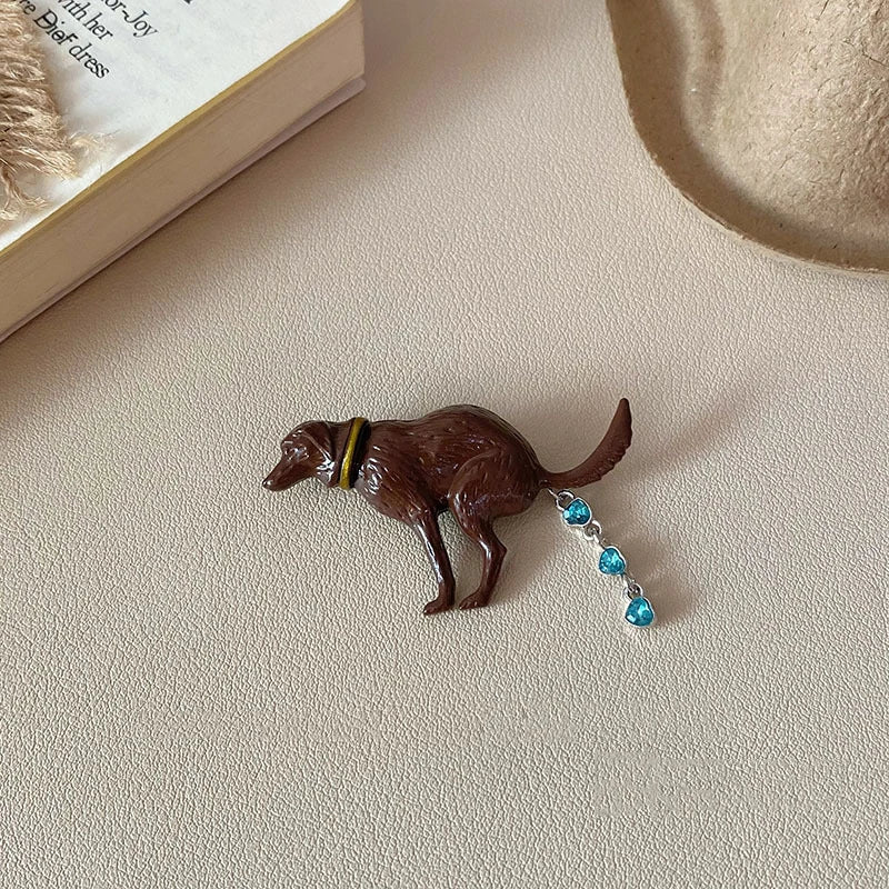 Funny Pooping Dog Pin Badge Cute Enamel Shitting Puppy Animal