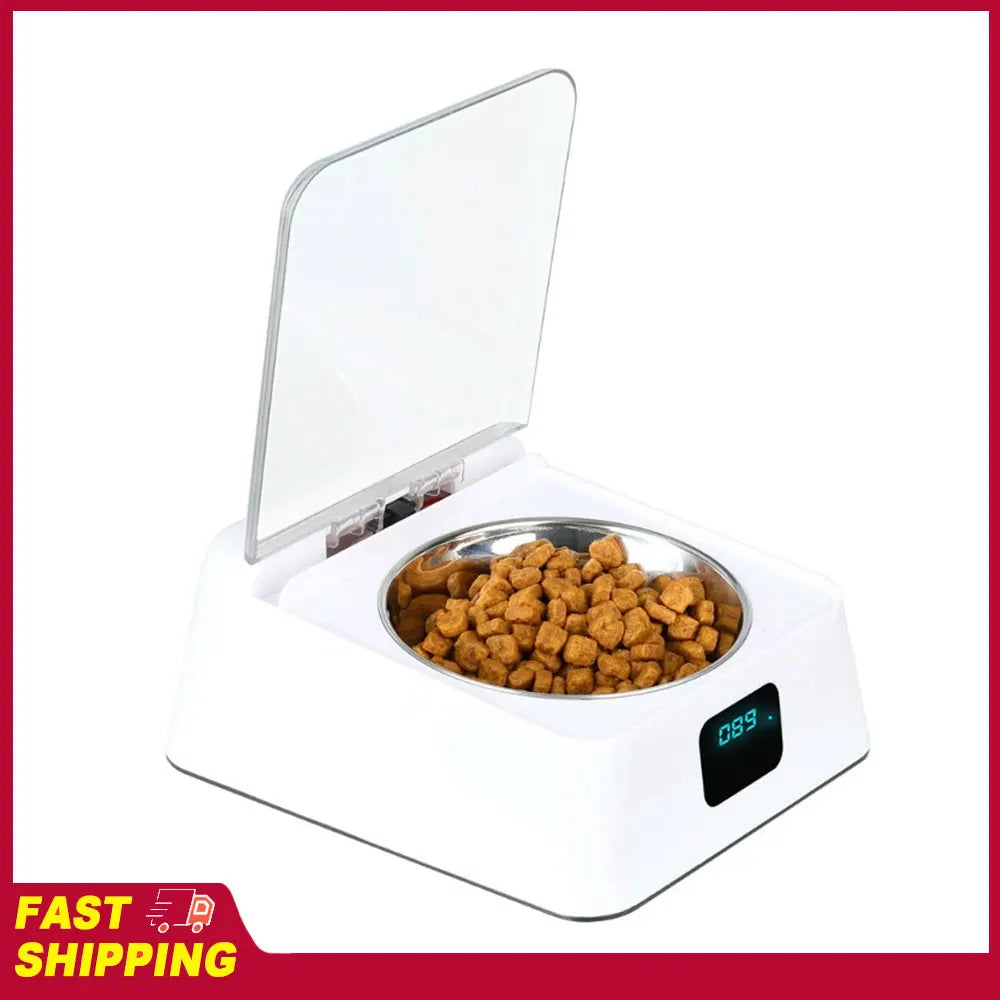 Automatic Cat Feeder with Infrared Sensor Cover Removable Bowl Battery