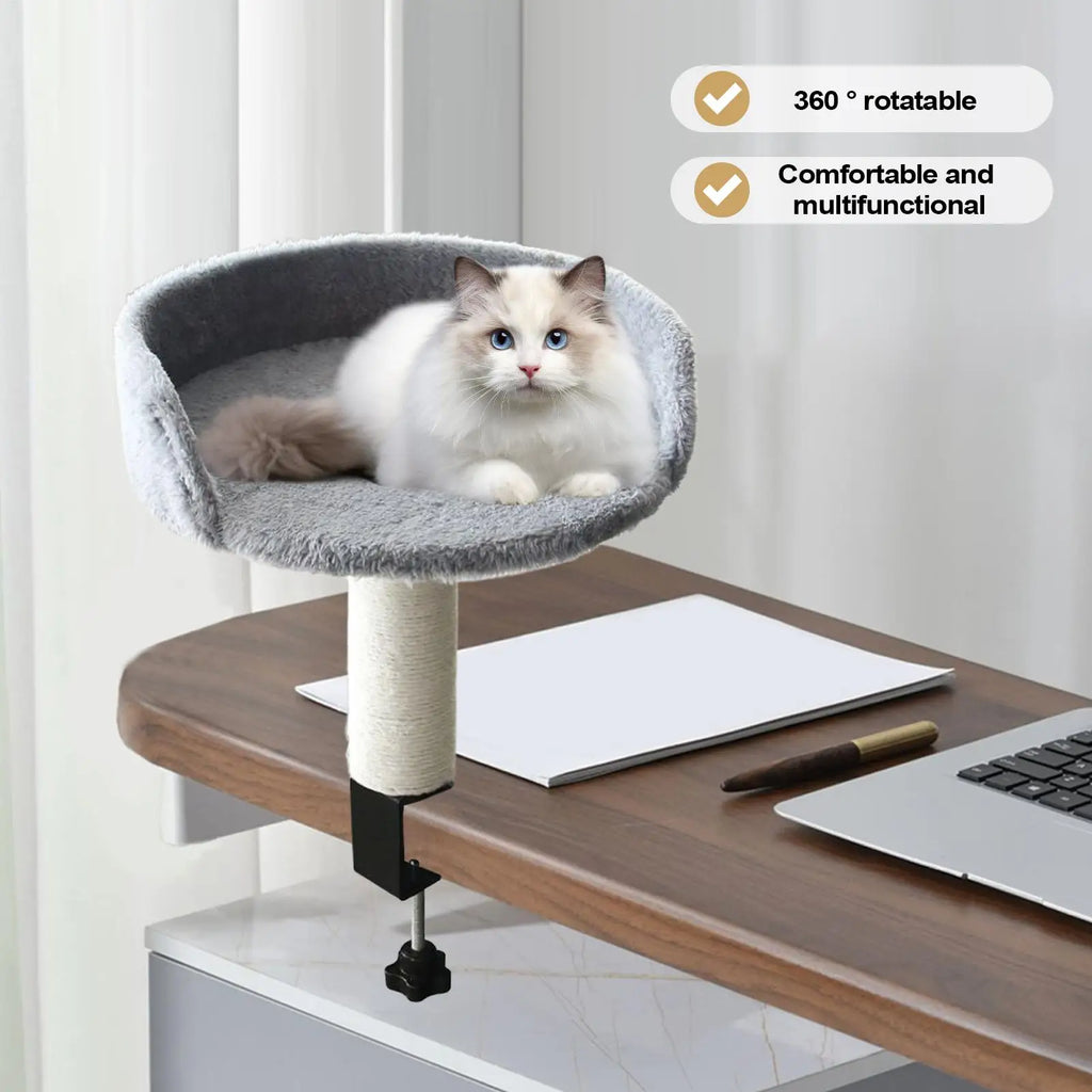 Desk Clamp Cat Bed with Soft Pad, Removable Pet Nest