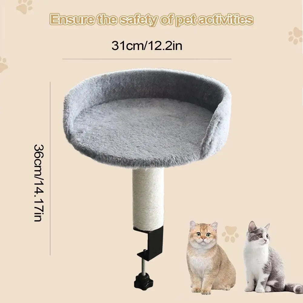 Desk Clamp Cat Bed with Soft Pad, Removable Pet Nest